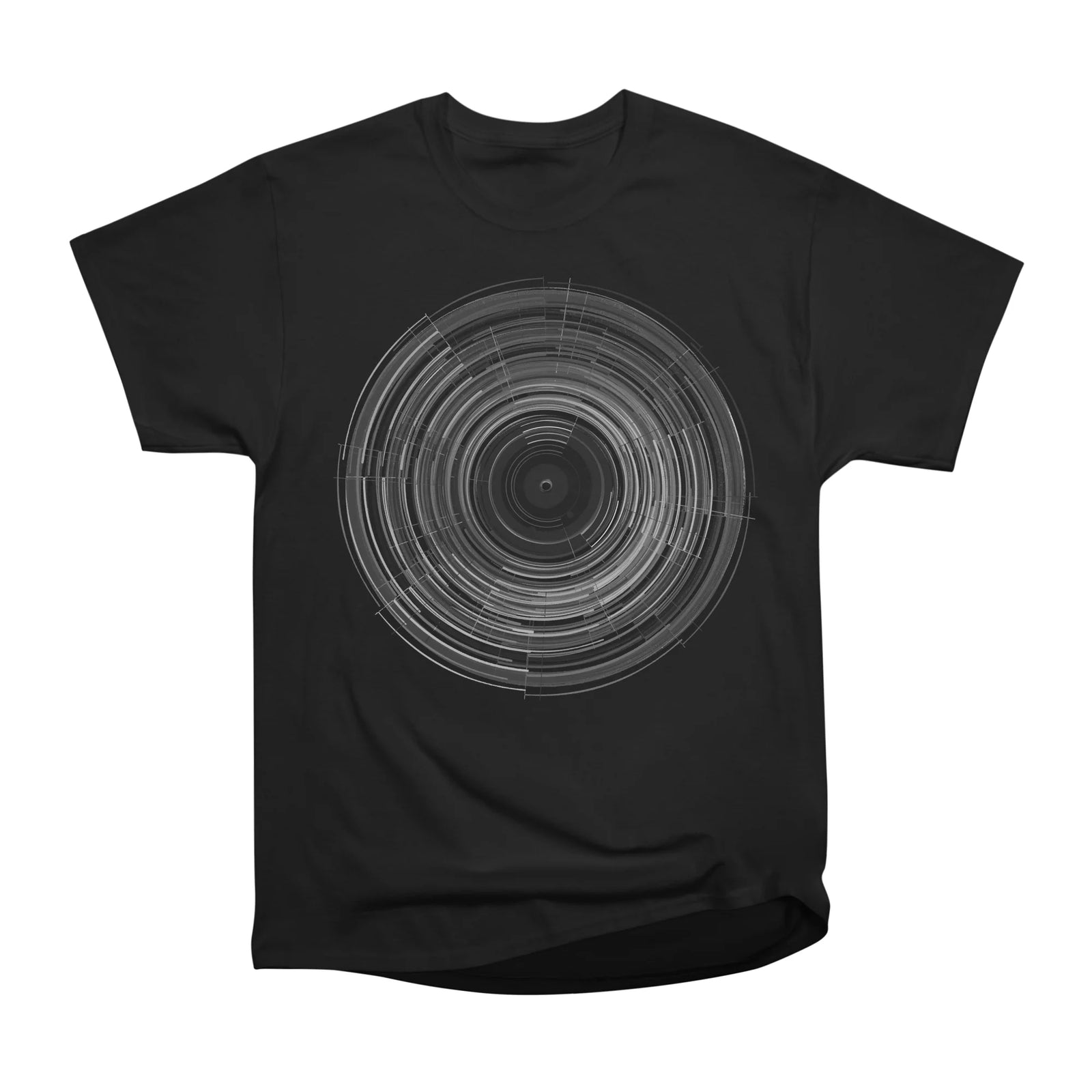 spinning vinyl record black and white version