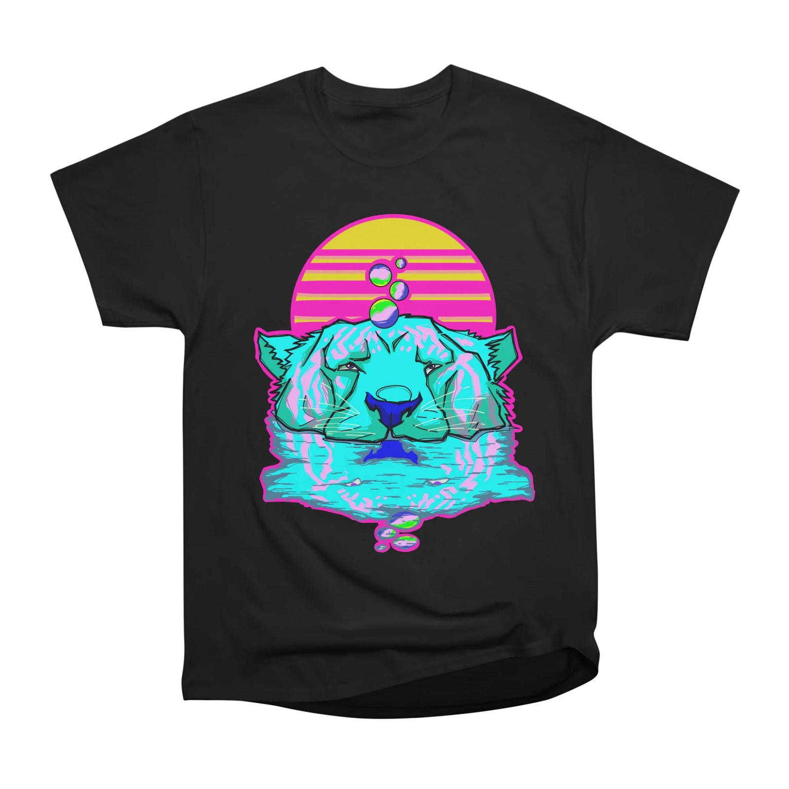 80s retro neon bathing tiger