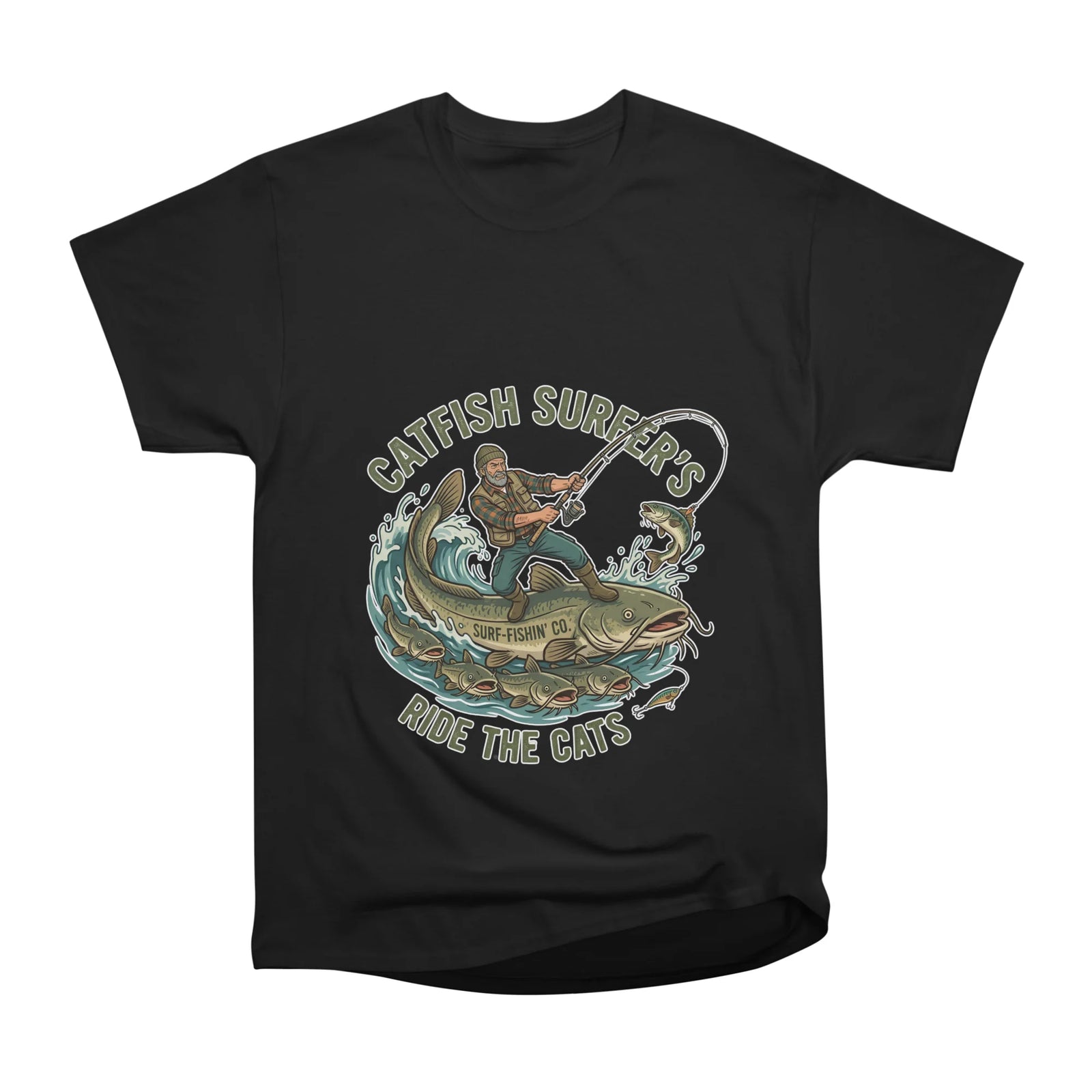 Catfish Surfer - Ride The Cats Funny Catfish Fishing Design