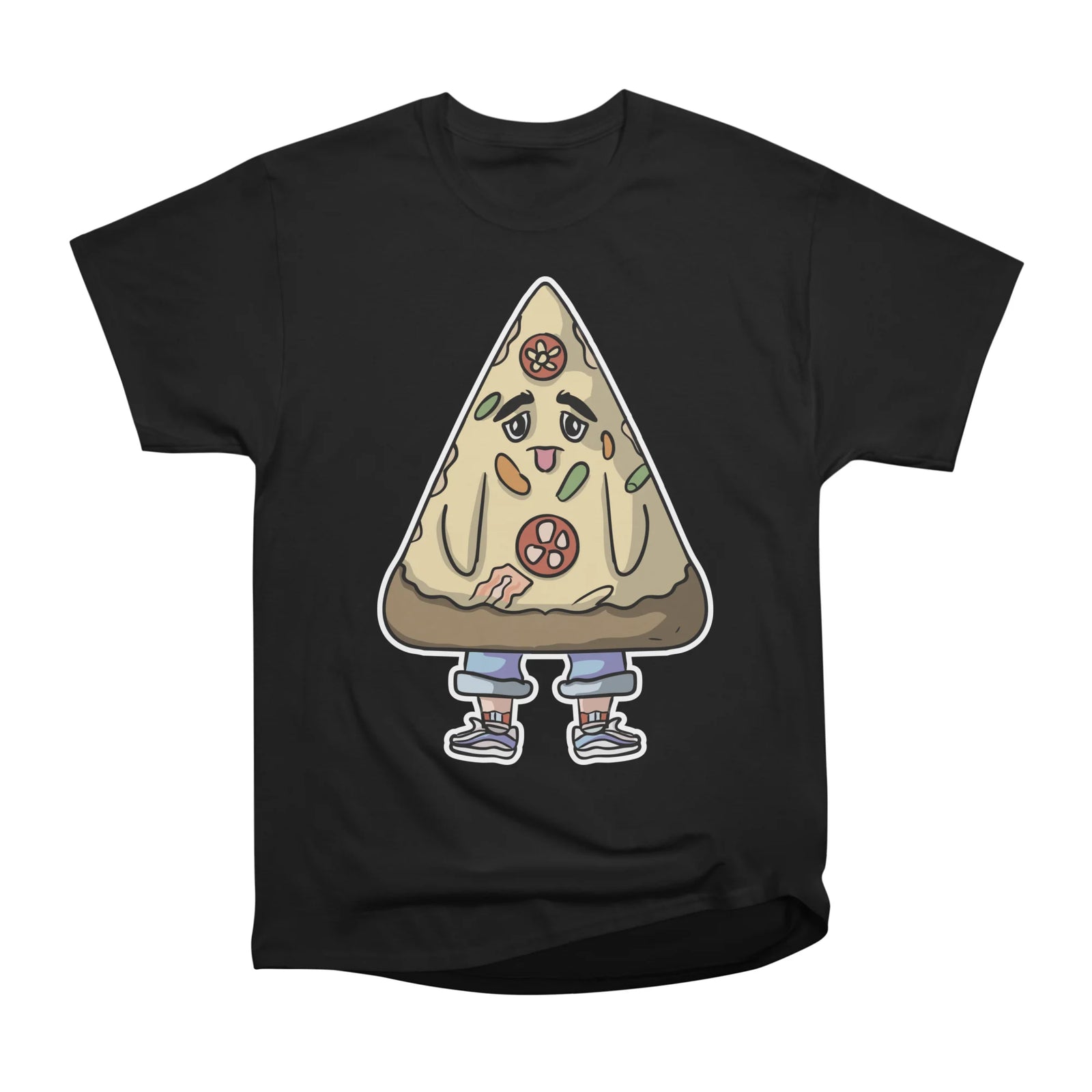 Cute Pizza Slice Mascot Funny Cartoon Food Character