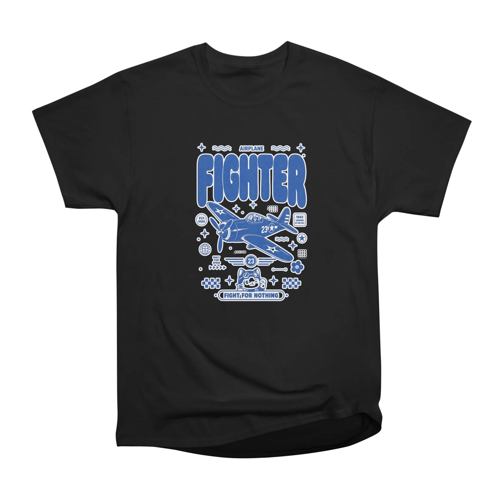 Fighter Airplane Legend Vintage Pilot Cat Streetwear Design