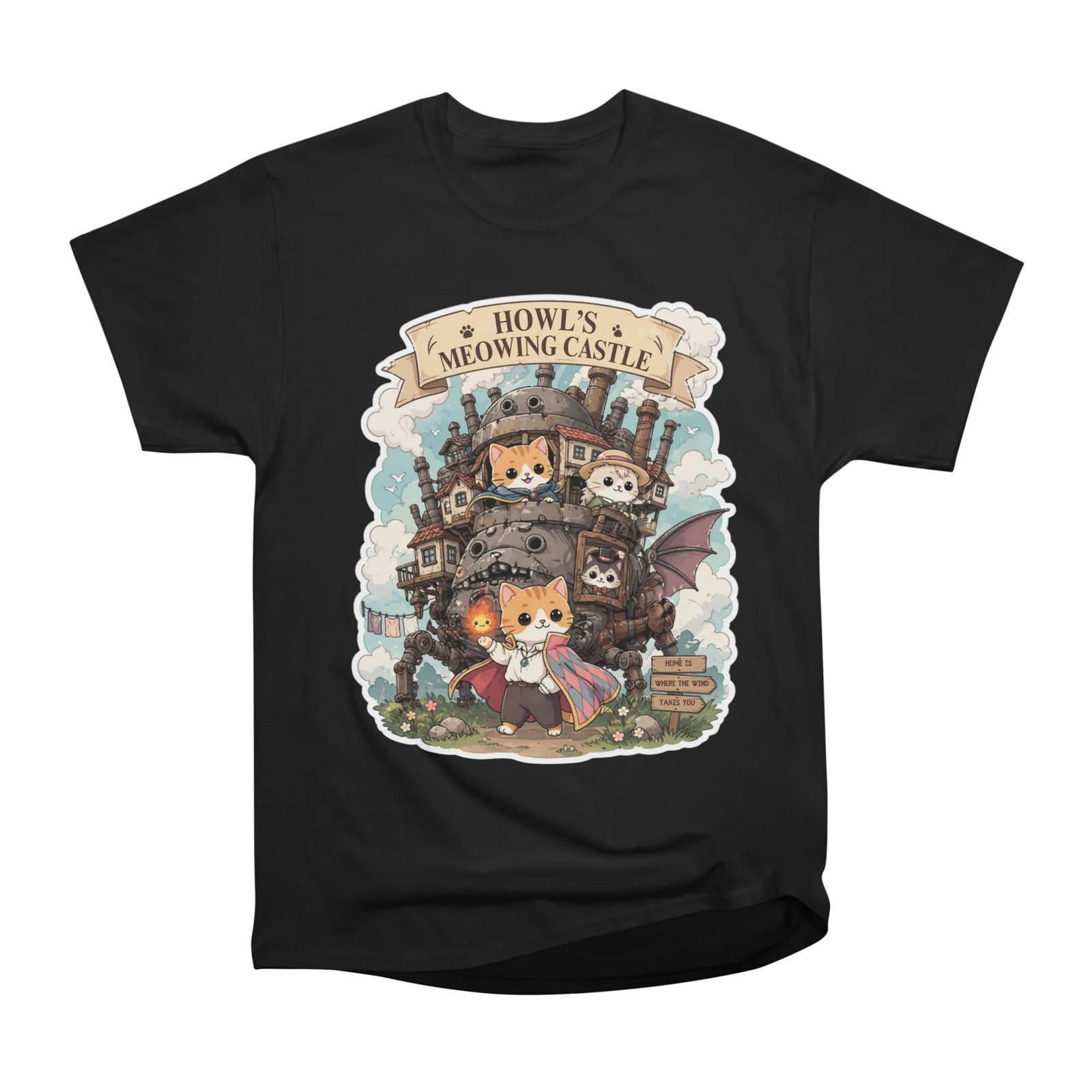Howl's Meowing Castle - Cute Ghibli Inspired Cat Parody Sticker