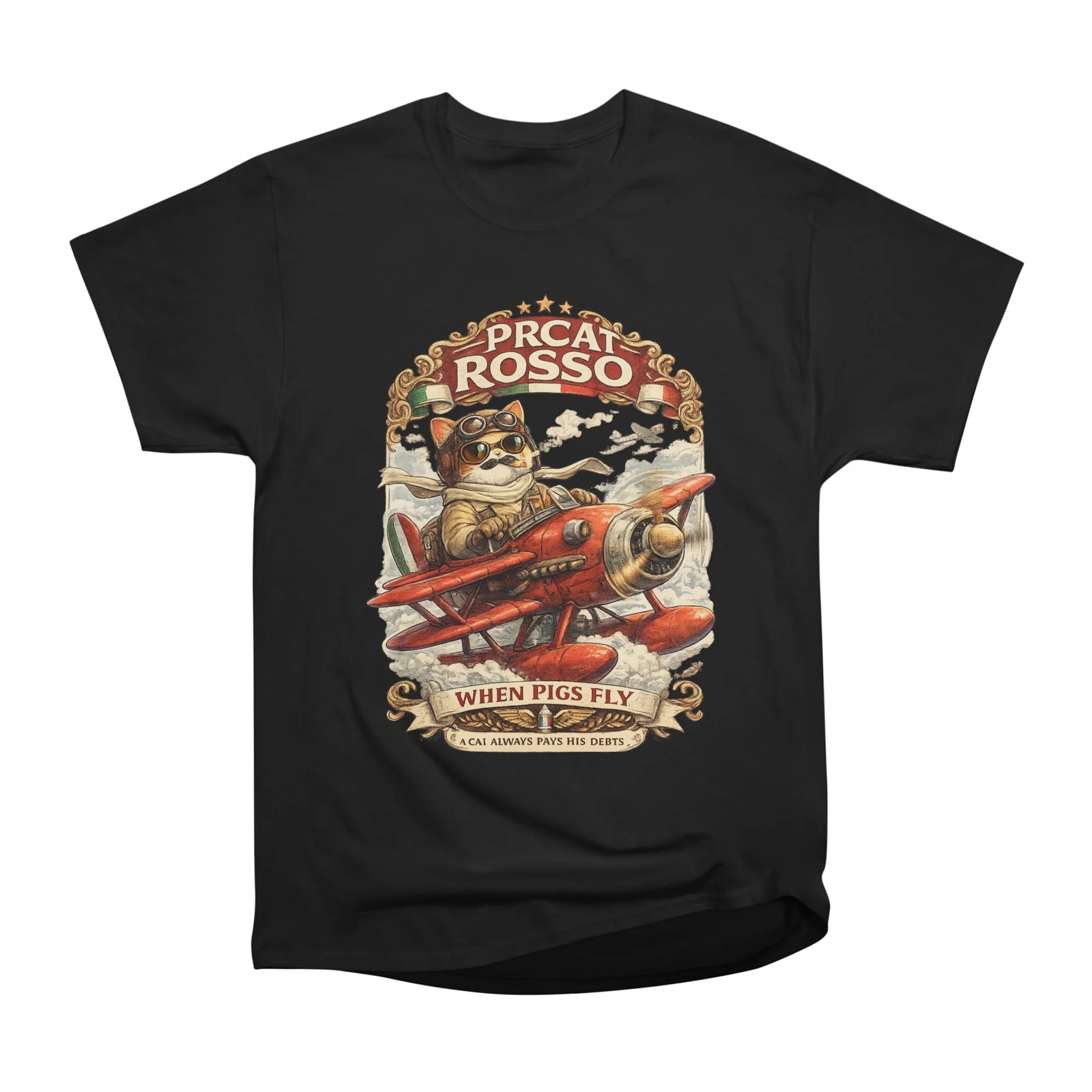 Prcat Rosso - When Pigs Fly Italian Pilot Cat Parody