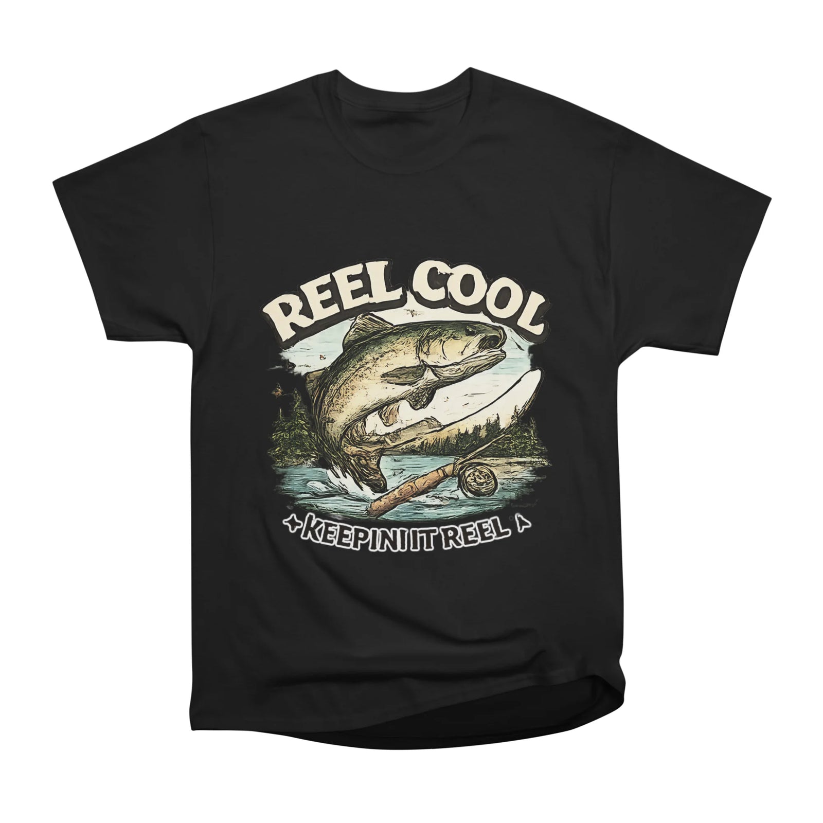 Reel Cool Keeping It Reel Funny Fishing Bass Illustration