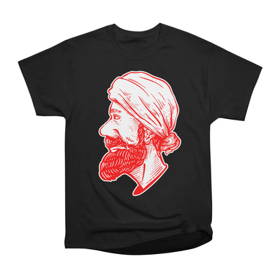 Vintage Middle Eastern Bearded Man Linocut Profile Portrait