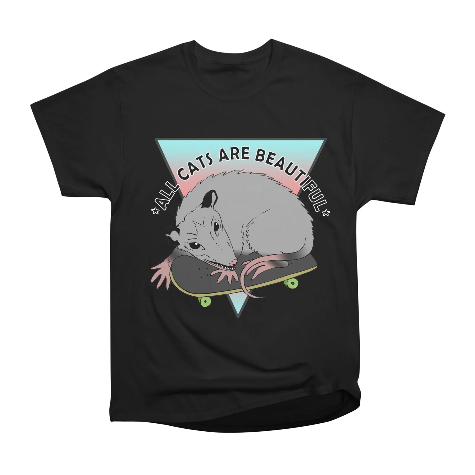 all cats are beautiful skateboarding opossum