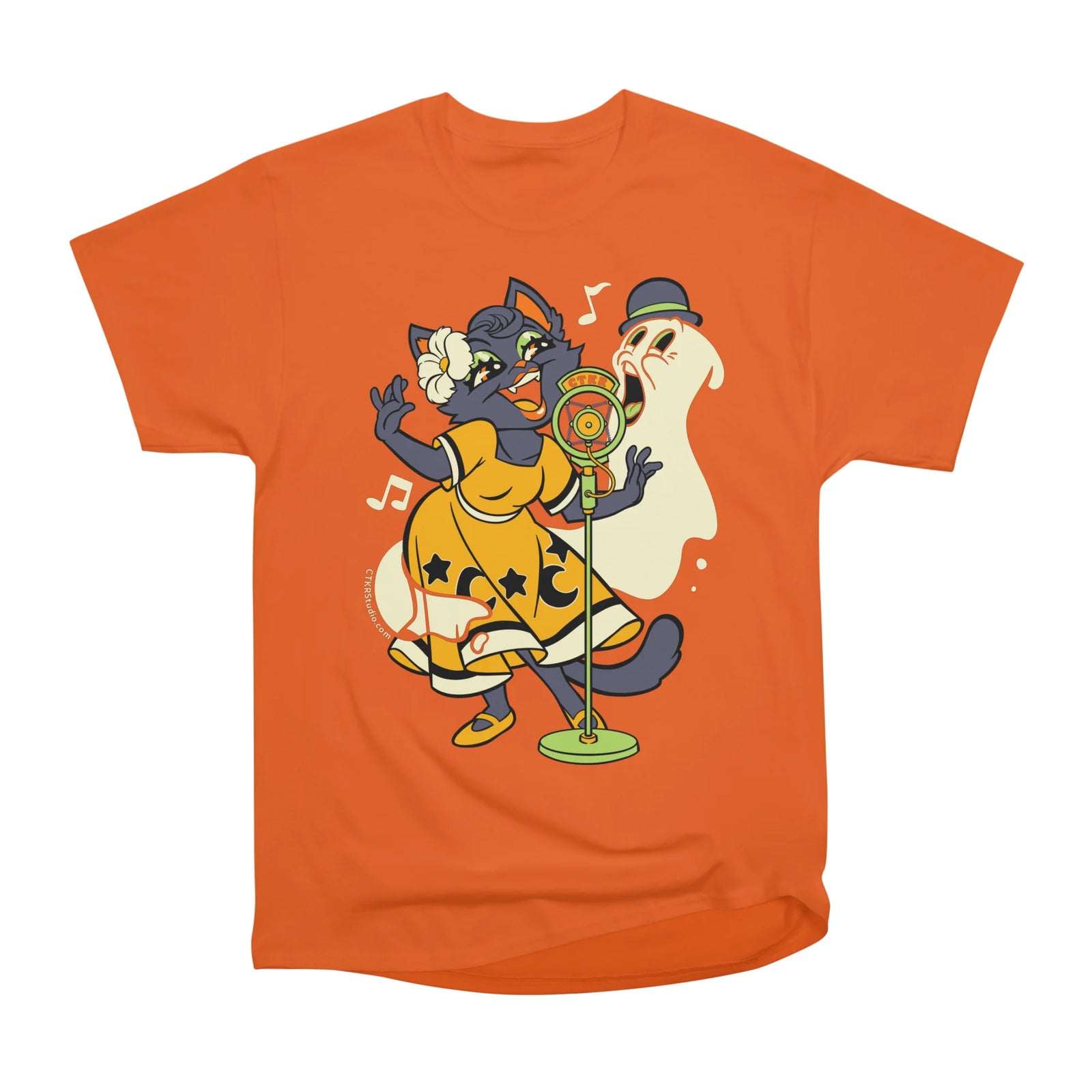 Halloween Black Cat & Ghost Singing a Boo-et