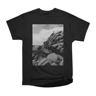 mountains and sea black and white design