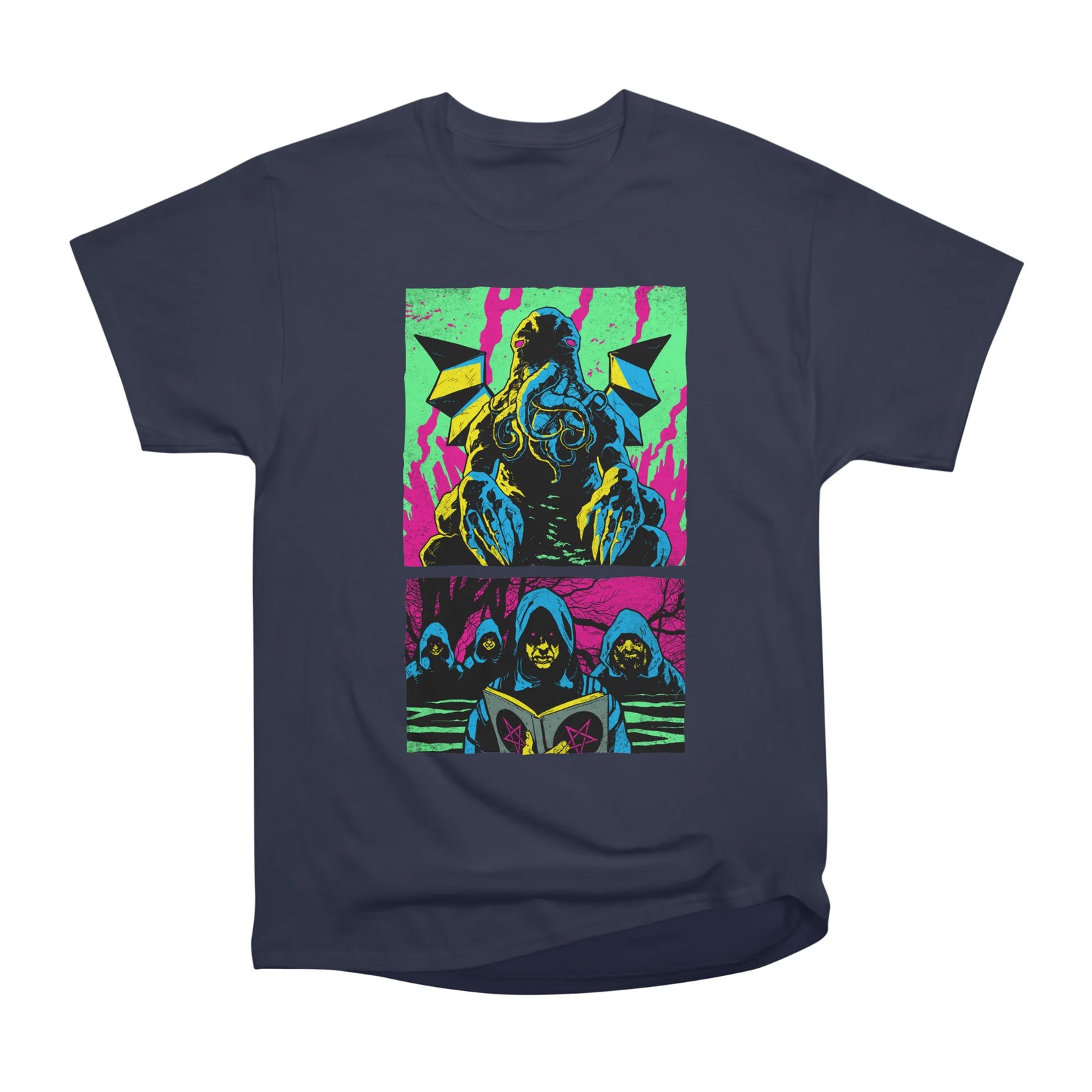Cthulhu Panels - Lovecraft Horror T Shirt ELECTRIC