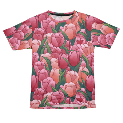 seamless beautiful pink tulips patterns - floral watercolor