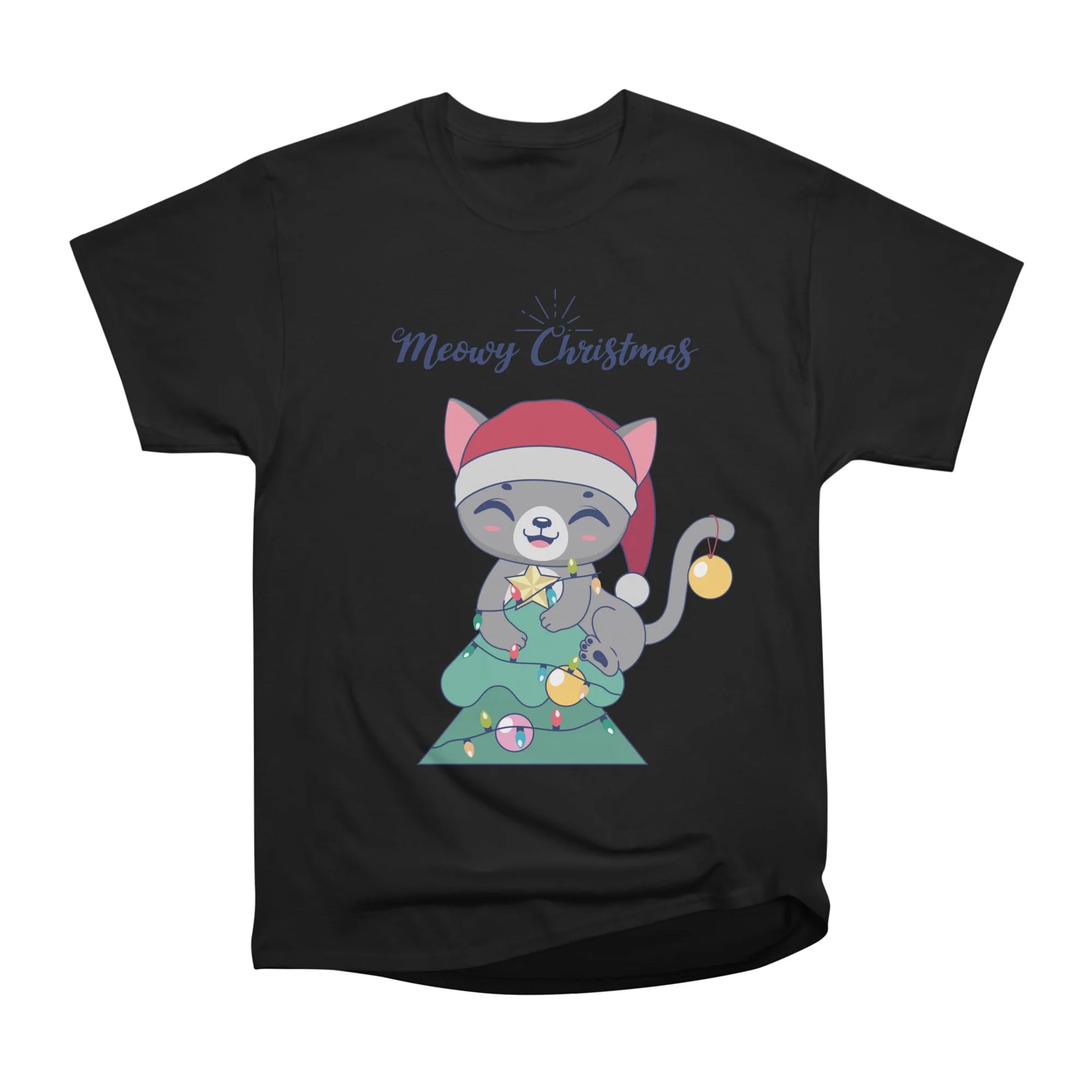 Festive kitty in a Christmas tree