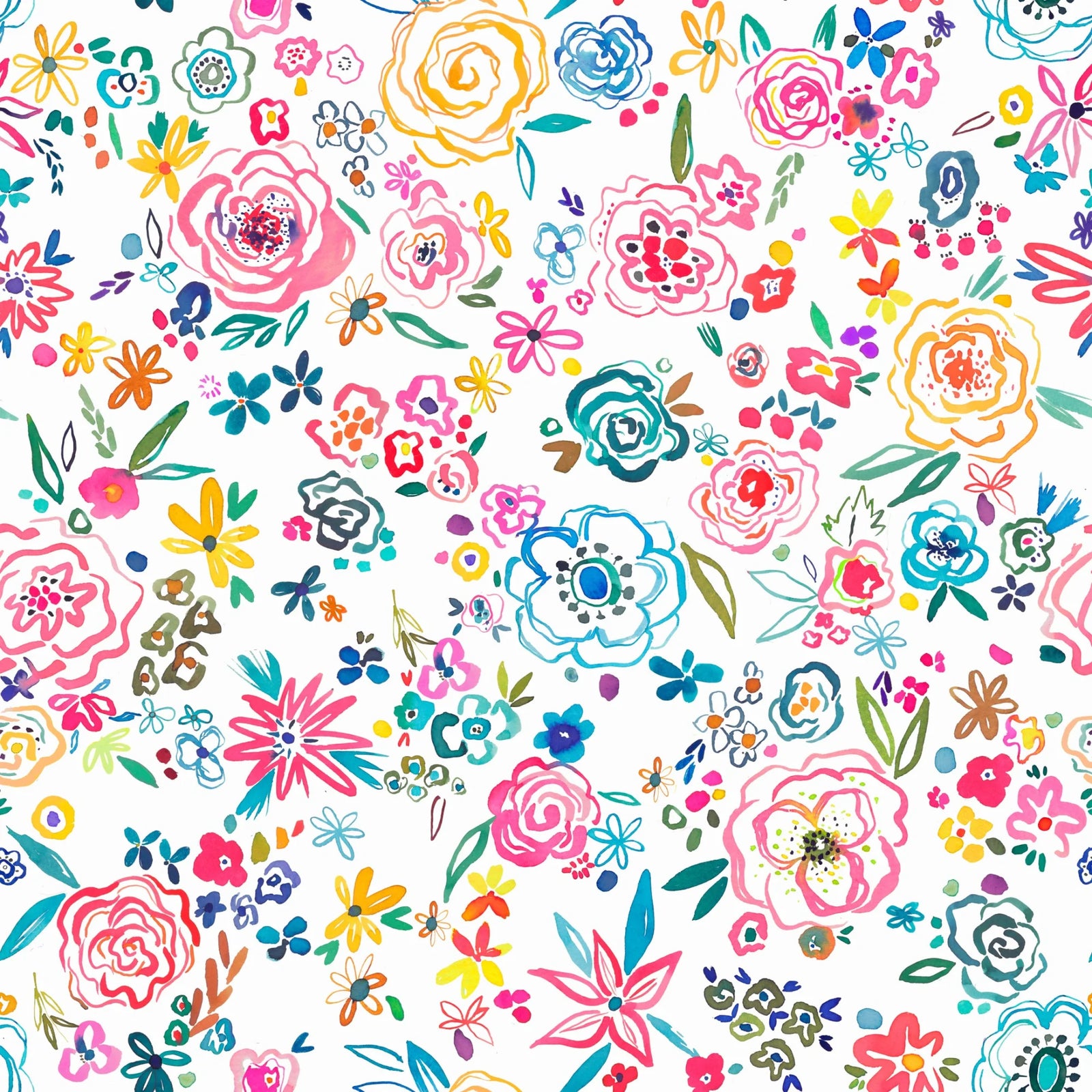 Scribble Line Art Flowers Colors