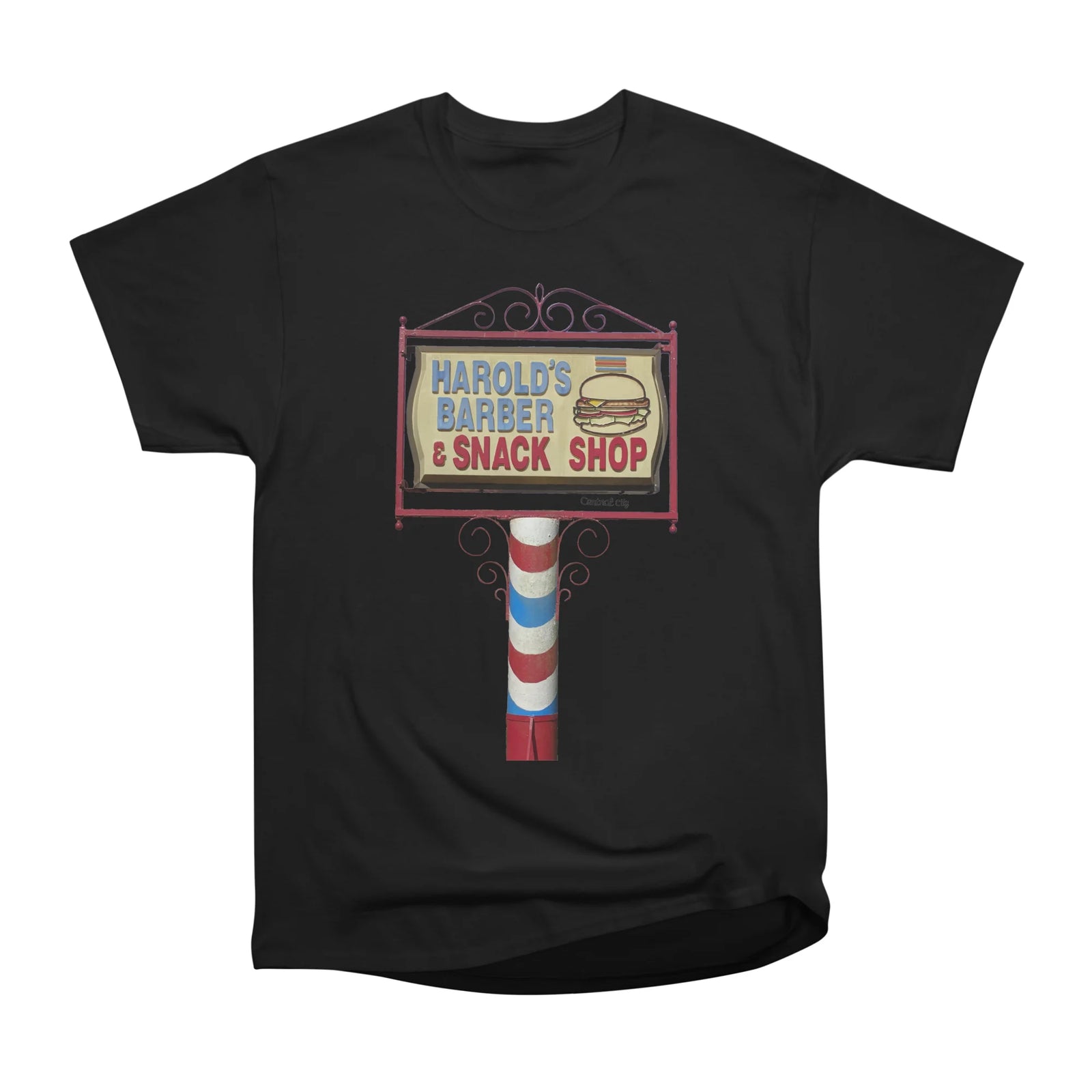 Harold's Barber and Snack Shop sign