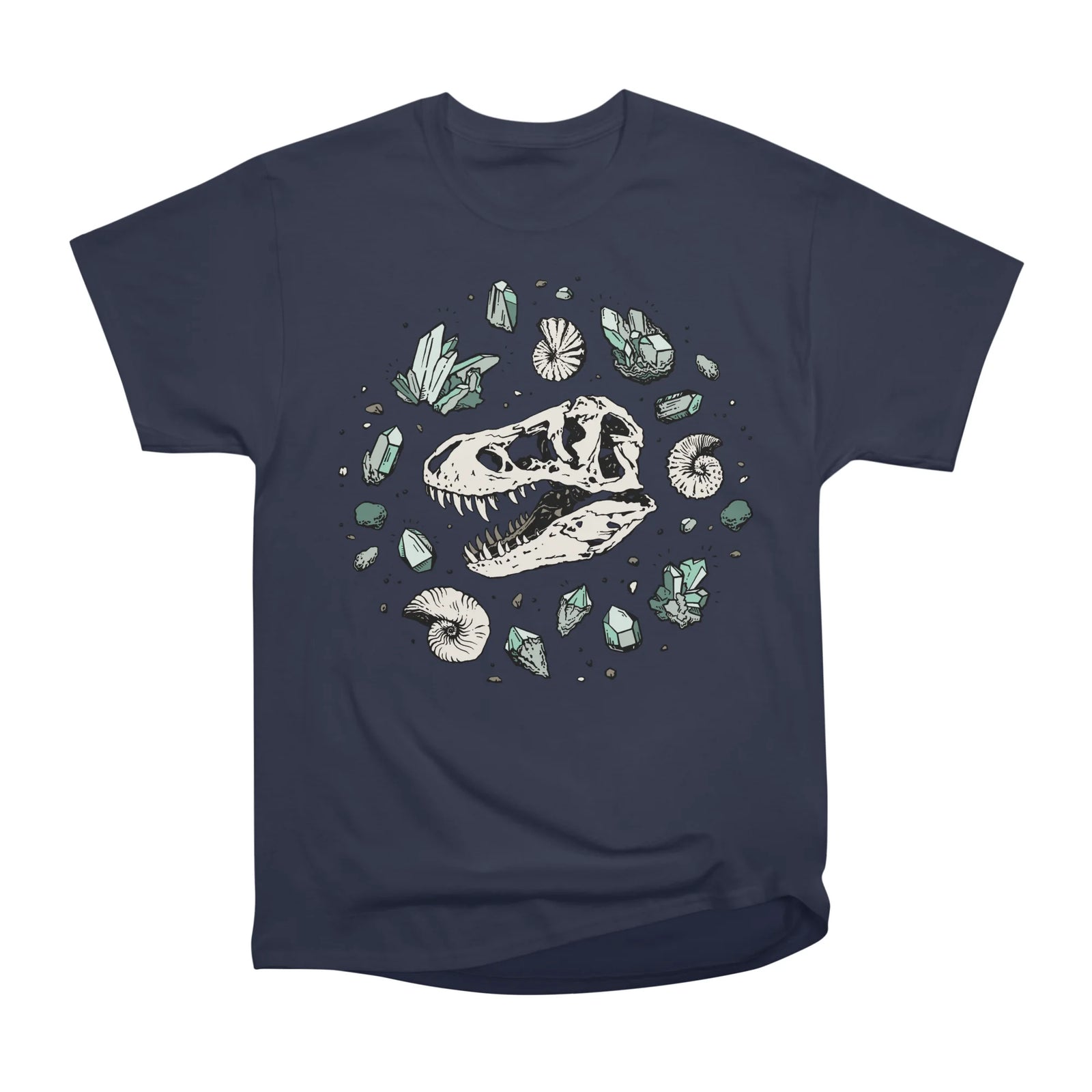 Geo-rex Vortex | Tyrannosaurus Dinosaur Fossil Art | Aquamarine Palette