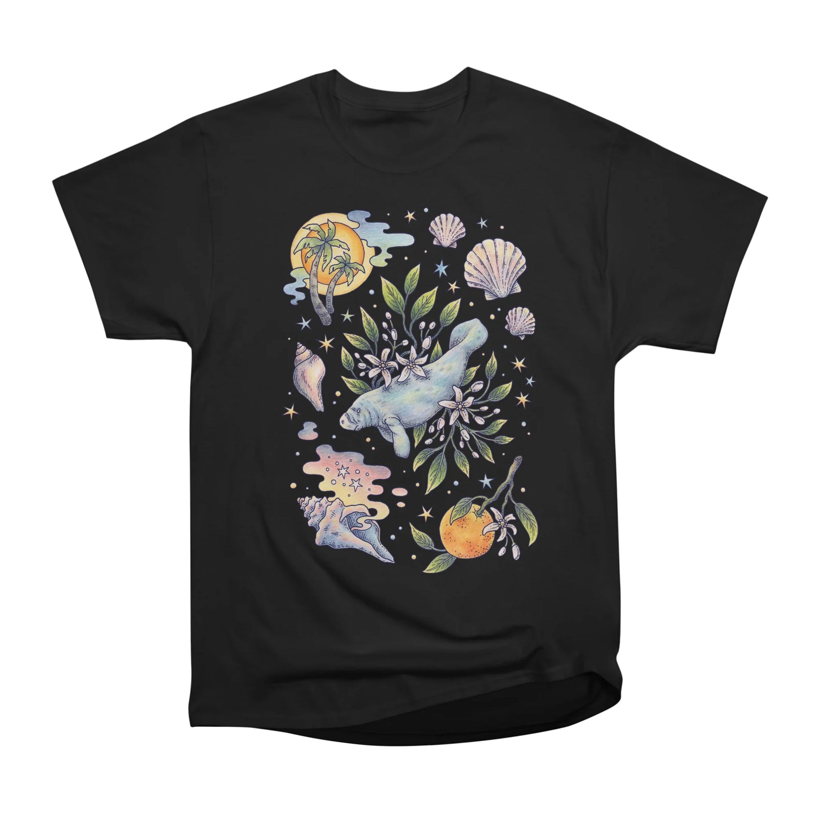 Orange Blossom Manatee | Ocean Coastal Beach Art