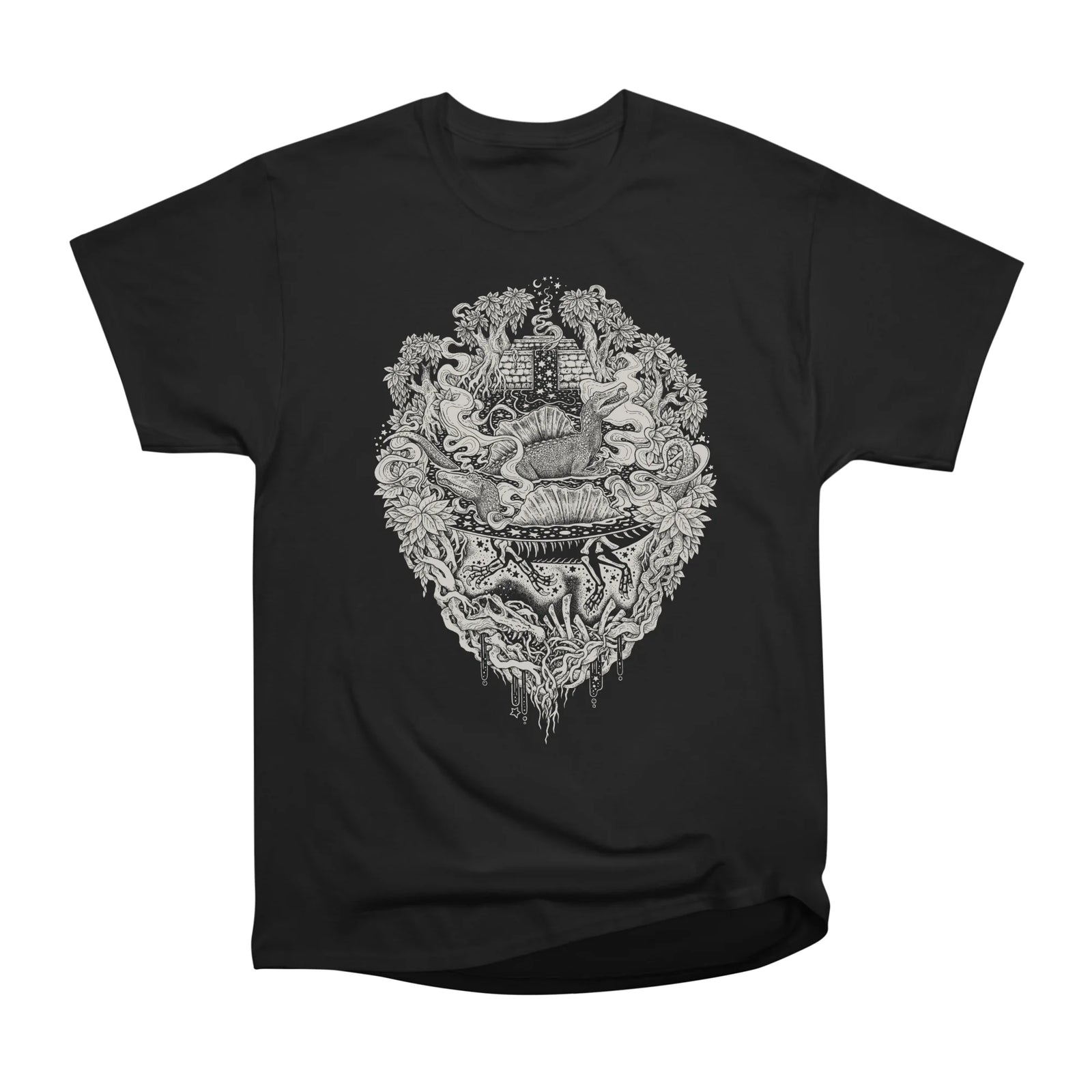Sunken Temple of the Spinosaurus | Dinosaur Science Fiction Art | For Dark Apparel