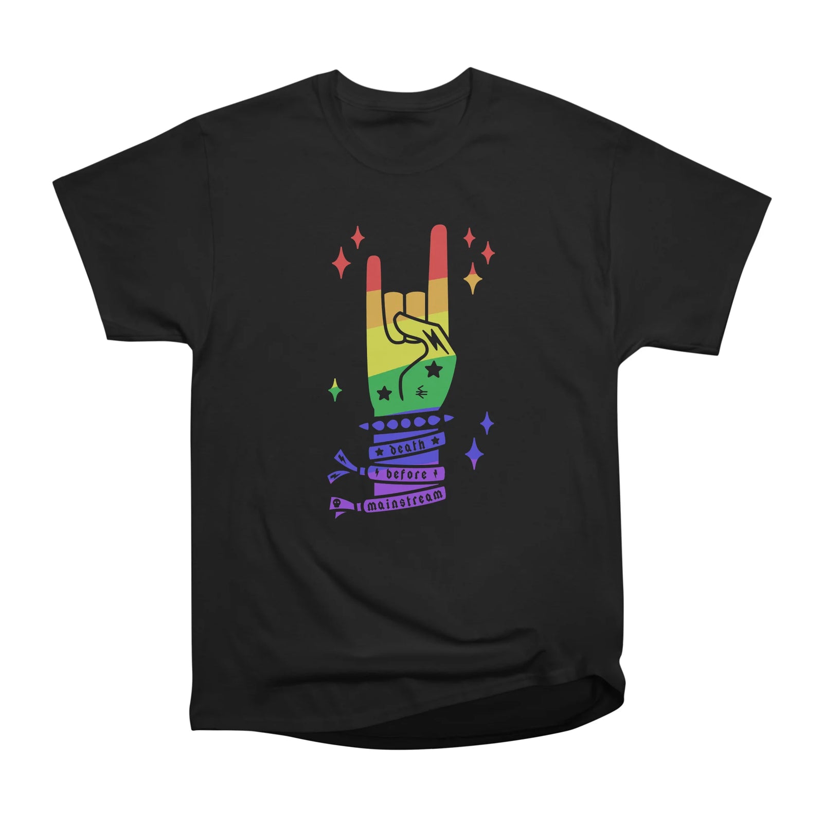 Death Before Mainstream Gay Edition - heavy metal rainbow hand gesture