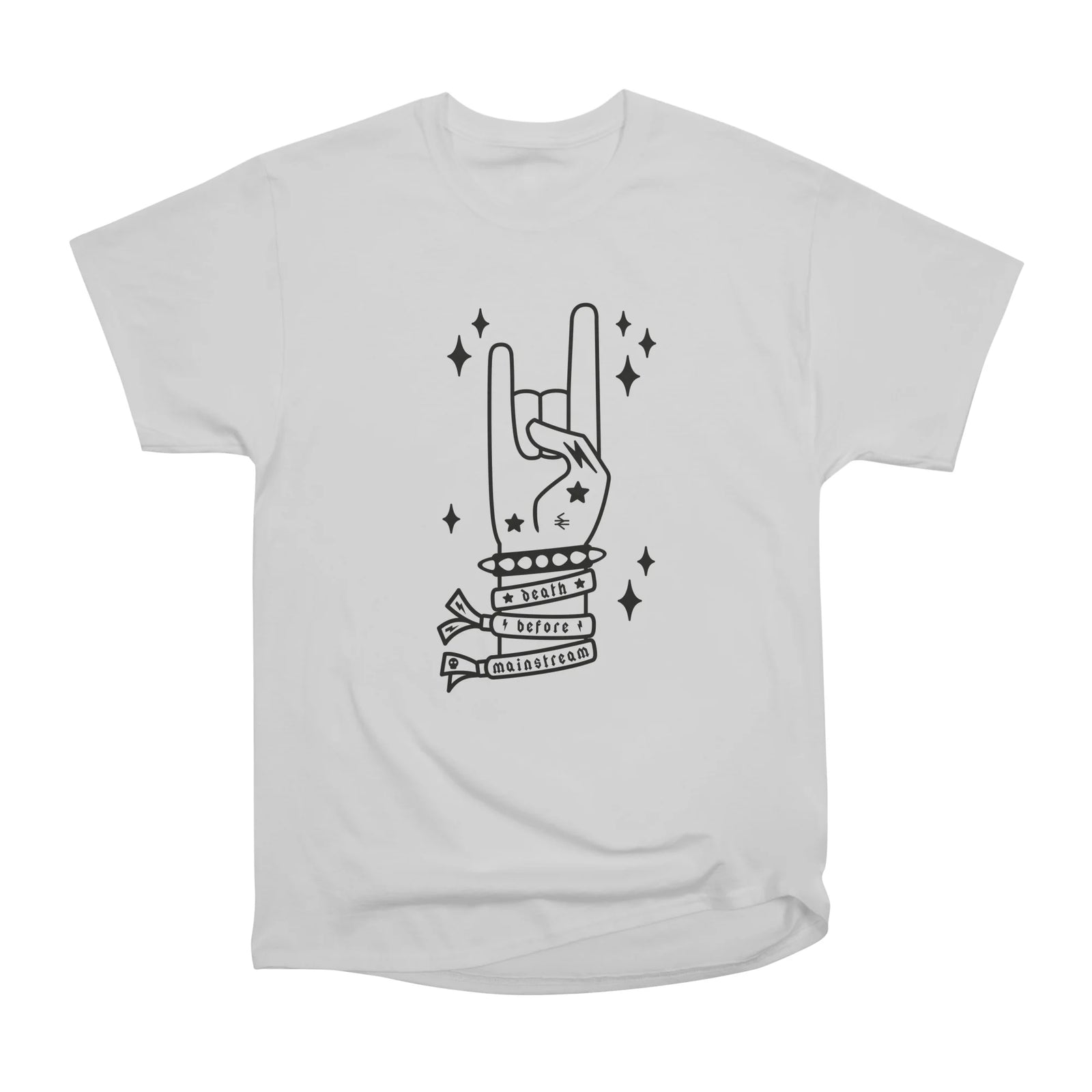 Death Before Mainstream - heavy metal hand gesture line-art