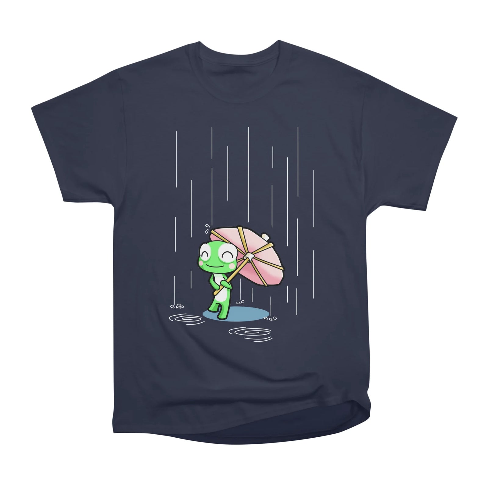 Happy in the rain under a party umbrella