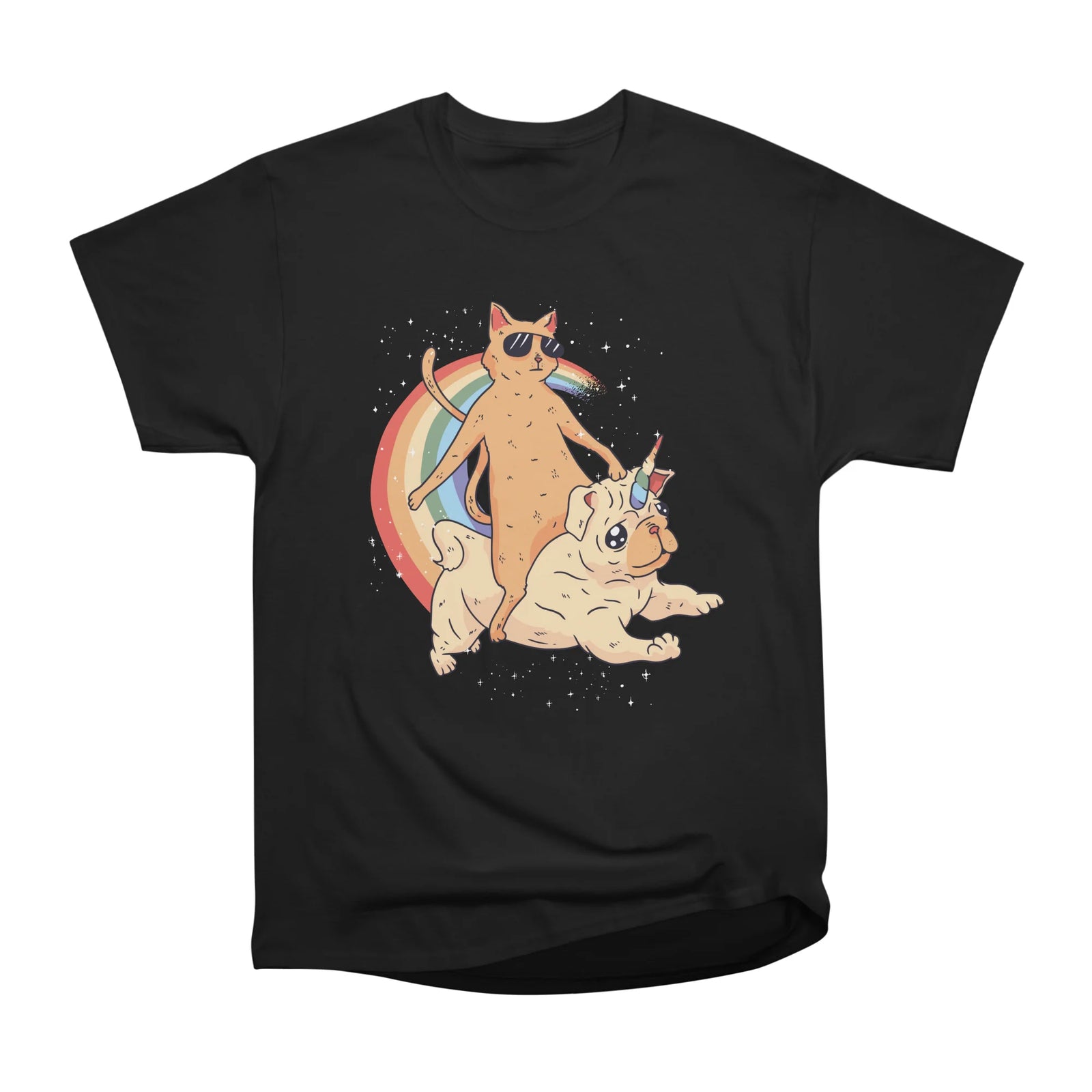 Cat Riding a Bulldog Unicorn