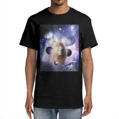 Capybara Face In Cosmic Galaxy Lightning Moon Space