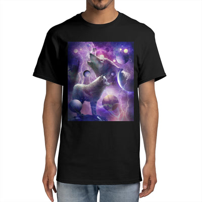 Cosmic Wolf Howling At Moon In Space