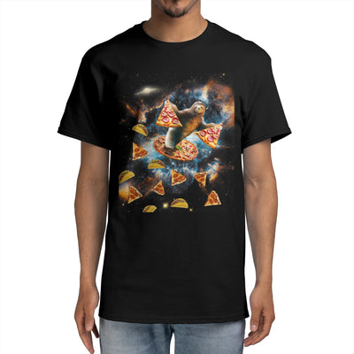 Galaxy Sloth Eating Pizza Taco In Space