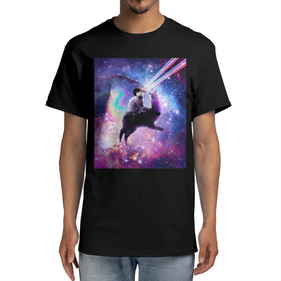Laser Eyes Outer Space Cat Riding On Llama Unicorn