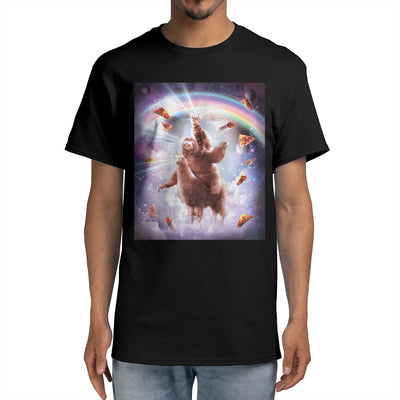 Laser Eyes Space Cat Riding Sloth, Llama - Rainbow