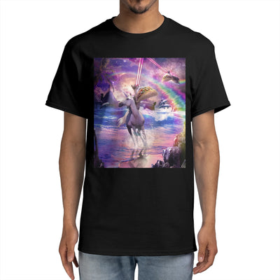 Rainbow Laser Space Cat On Unicorn Eating Taco
