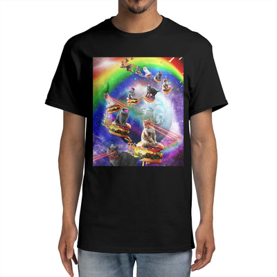 Space Galaxy Laser Lazer Cat Cats Burger Donut Pizza Rainbow