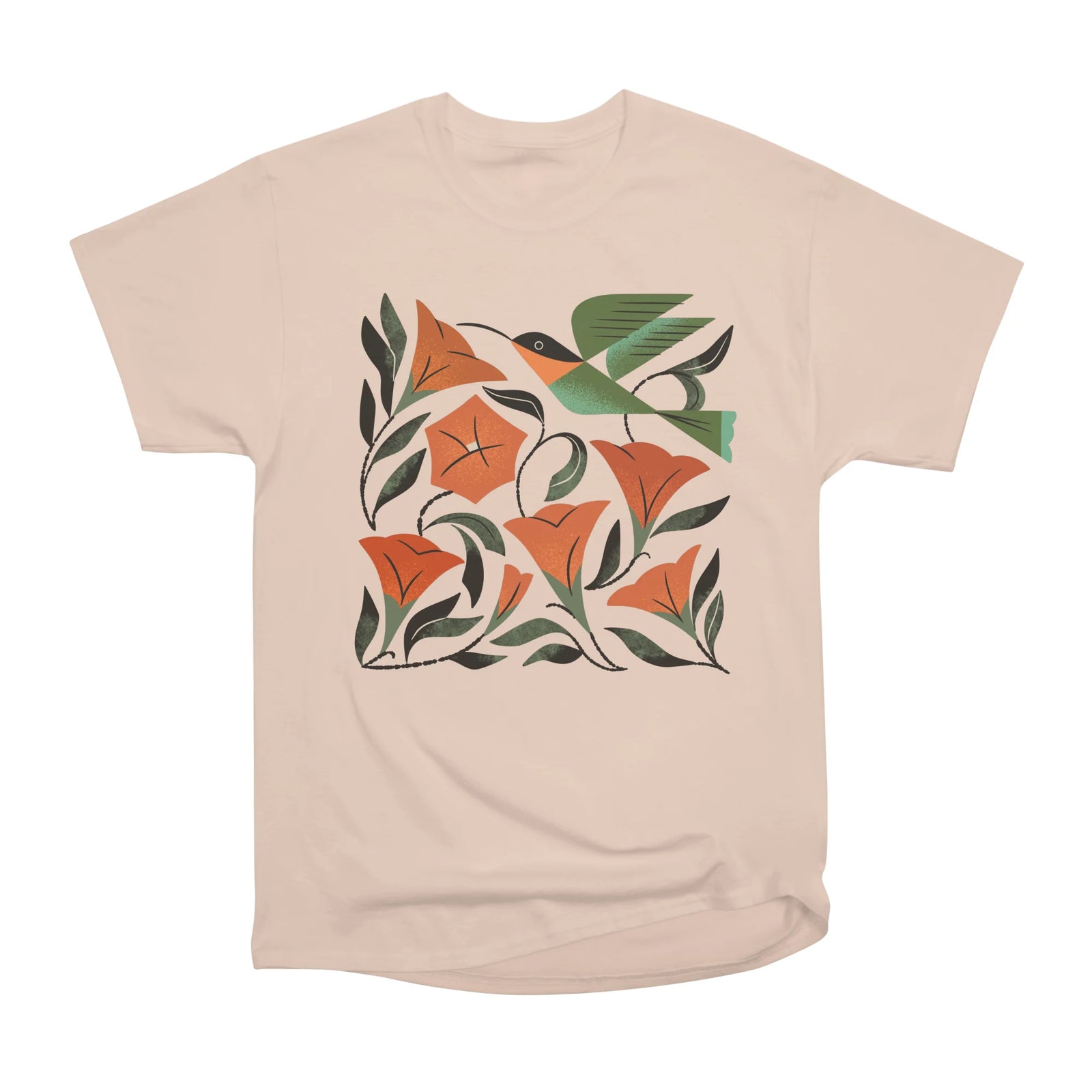Hummingbird and Trumpet Flowers