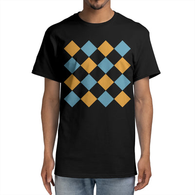 Diamonds Retro 70s Geometric Pattern - teal and yellow