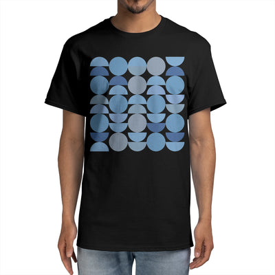 Mid Century Modern Abstract Geometric Minimal Moon - Blue and Teal