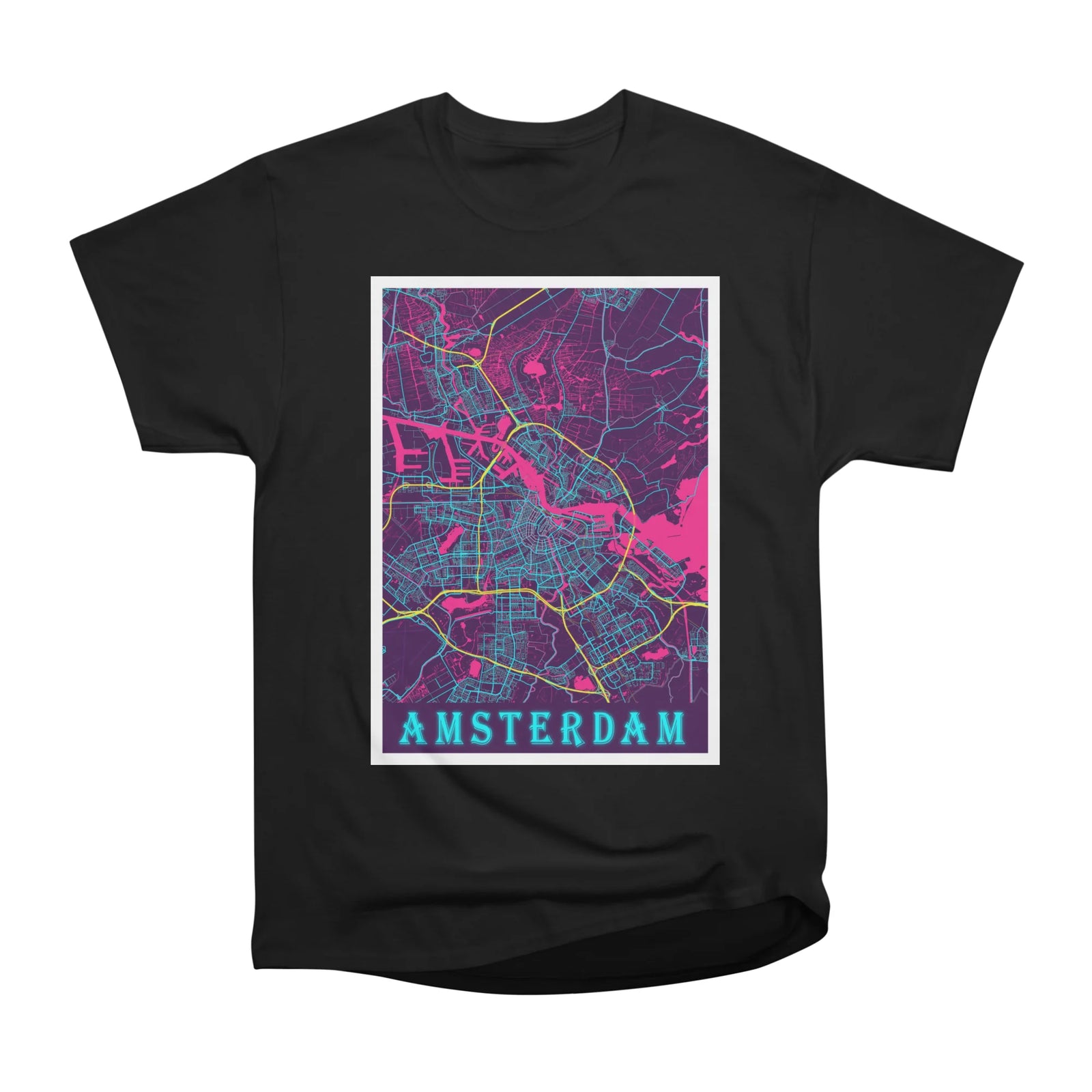 Amsterdam - Netherlands Neon City Map