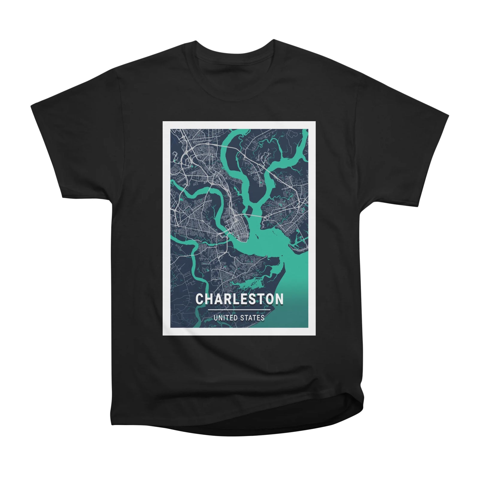 Charleston - United States Blue Dark City Map