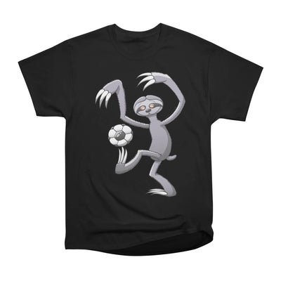 Cool sloth making a big effort to wake up and play soccer