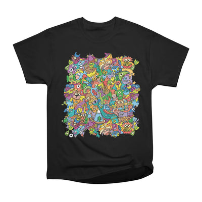 Funny creatures in a pattern full of colors and movement