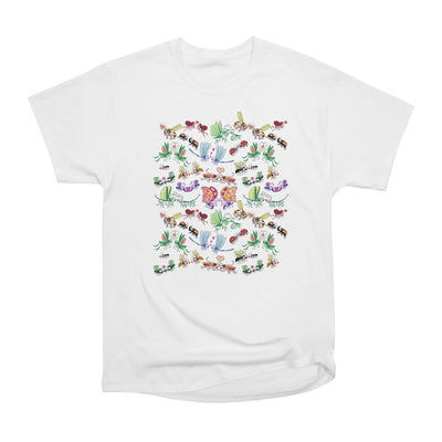 Funny insects falling in love in a pattern design