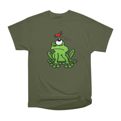 Green frog chasing the mosquito of love