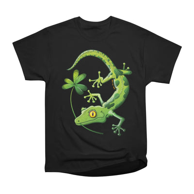 Saint Patrick's Day gecko holding in mouth a shamrock clover